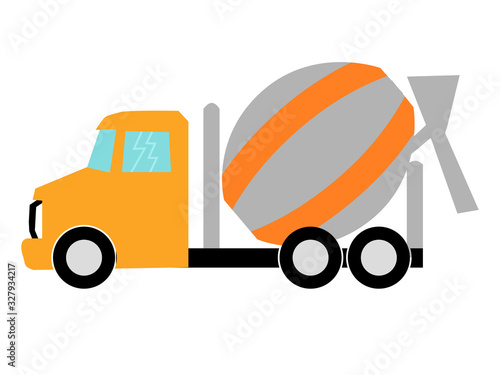 Vector, colored illustration of concrete mixer car