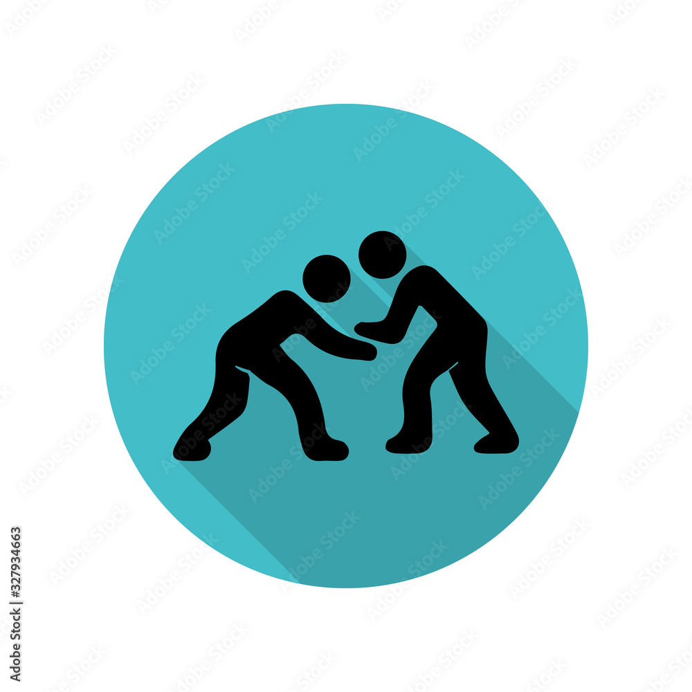Wrestling long shadow icon. Simple glyph, flat vector of arrow icons for ui and ux, website or mobile application Wrestling long shadow icon. Simple glyph, flat vector of arrow icons for ui and ux, website or mobile application