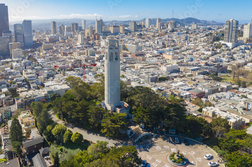 Photography Aerial daytime view of Coit Tower, San Francisco, California, USA