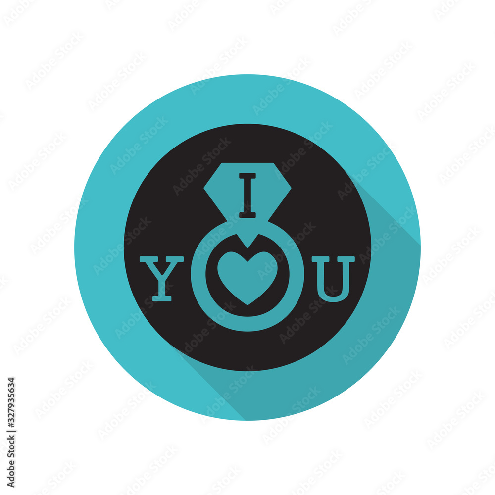 Declaration of love with a ringlet long shadow icon. Simple glyph, flat vector of arrow icons for ui and ux, website or mobile application Declaration of love with a ringlet long shadow icon. Simple glyph, flat vector of arrow icons for ui and ux, website or mobile application