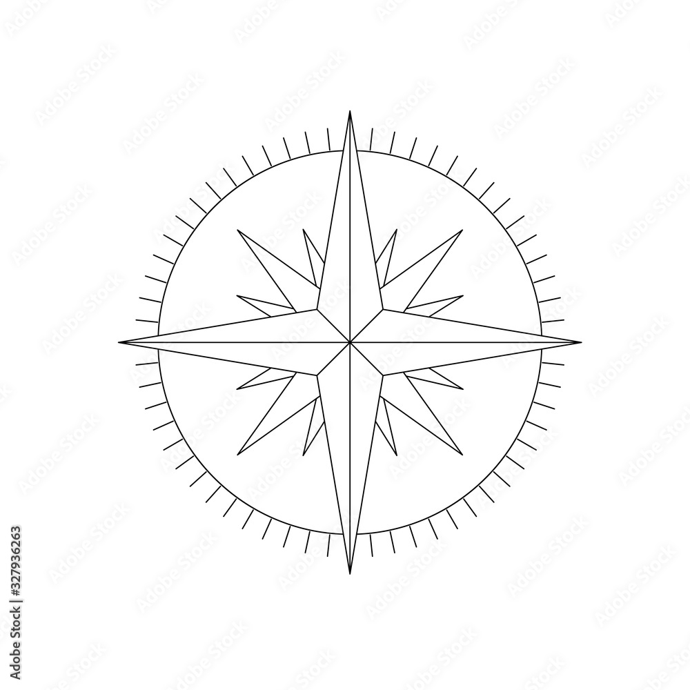 Compass rose - nautical chart. Travel equipment displaying orientation of world directions - north, east, south and west. Simple flat vector illustration Compass rose - nautical chart. Travel equipment displaying orientation of world directions - north, east, south and west. Simple flat vector illustration