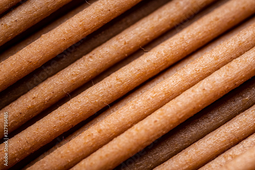 Wood PLA 3D Printer Filament Macro Photo.