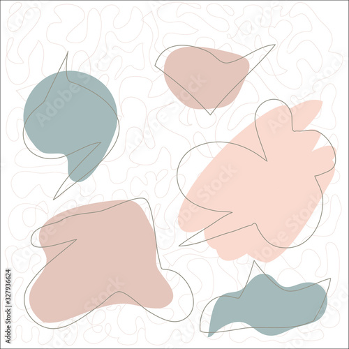 Abstract  милые doodle scandinavian style Art Print Abstract, Liquid Shapes, пастельные тона background with lines and geometric shapes. Vector illustration hand drawn