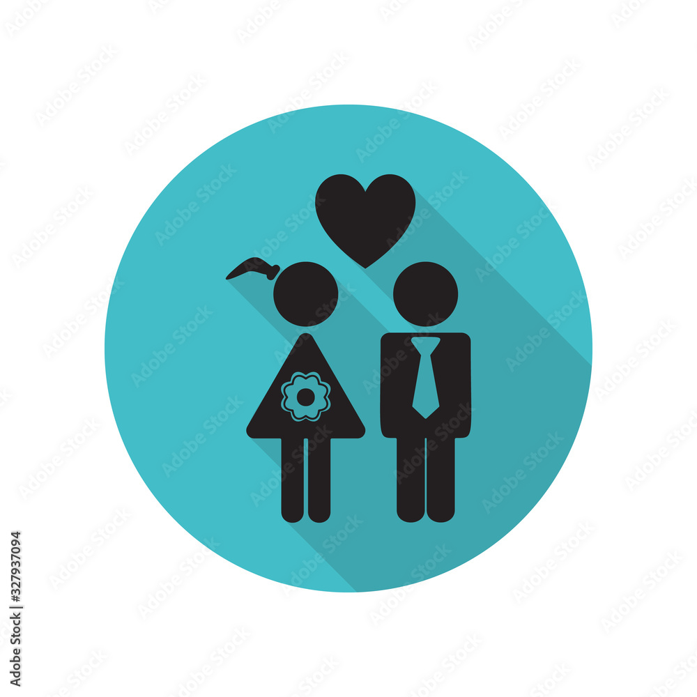 Loving couple with heart long shadow icon. Simple glyph, flat vector of arrow icons for ui and ux, website or mobile application Loving couple with heart long shadow icon. Simple glyph, flat vector of arrow icons for ui and ux, website or mobile application