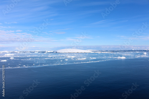 Icy shores of the Bismarck Strait in the Antarctic Peninsula  Antarctica