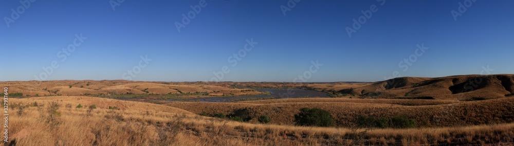Panorama of madagascar highlands landscape/ panorama of pristine african landscape