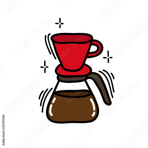 wave pour over coffee maker icon, vector illustration