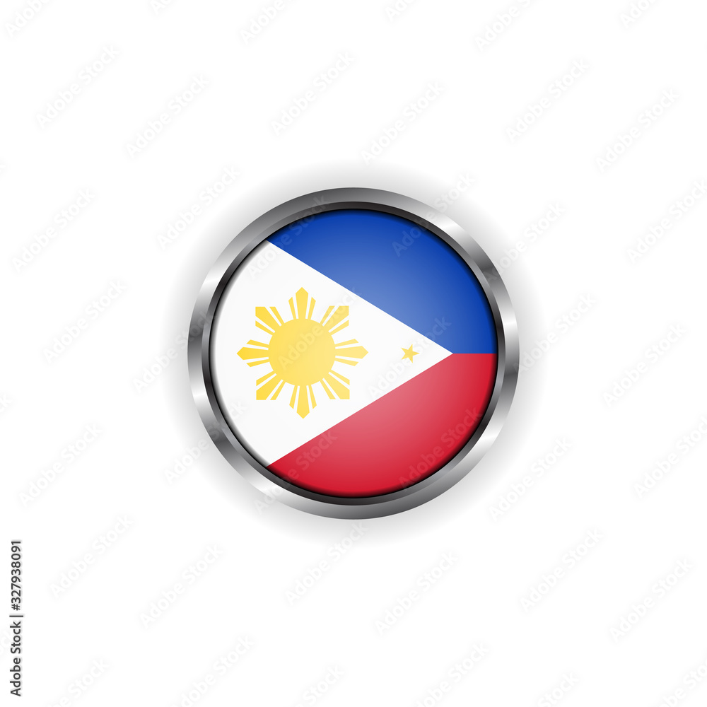 Abstract button with stylish metallic frame. Philippines flag vector illustration Abstract button with stylish metallic frame. Philippines flag vector illustration