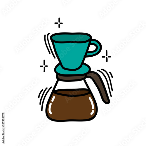 wave pour over coffee maker icon, vector illustration