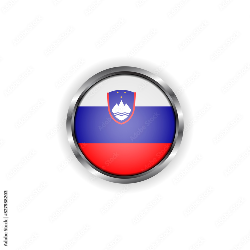 Abstract button with stylish metallic frame. Slovenia flag vector illustration Abstract button with stylish metallic frame. Slovenia flag vector illustration