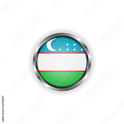 Free Download Abstract button with stylish metallic frame. Uzbekistan flag vector illustration - GFXLoad