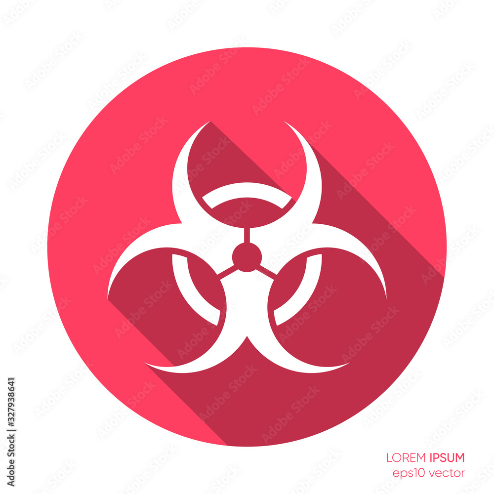 White vector biohazard icon long shadow design template White vector biohazard icon long shadow design template