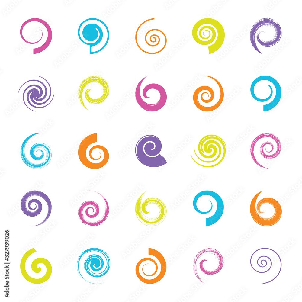 Various colourful spiral design elements isolated vector illustration Various colourful spiral design elements isolated vector illustration