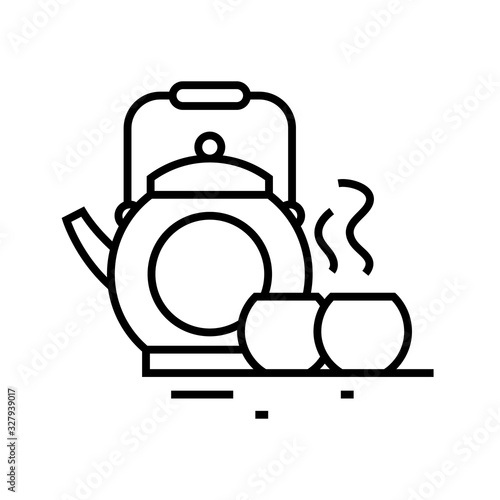 Tea ceremony line icon, concept sign, outline vector illustration, linear symbol.