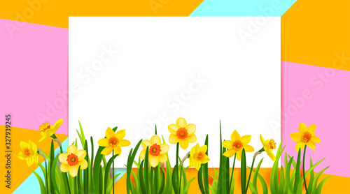 Floral holiday banner with daffodils