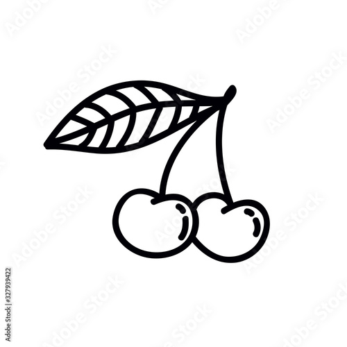 cherry doodle icon, vector illustration