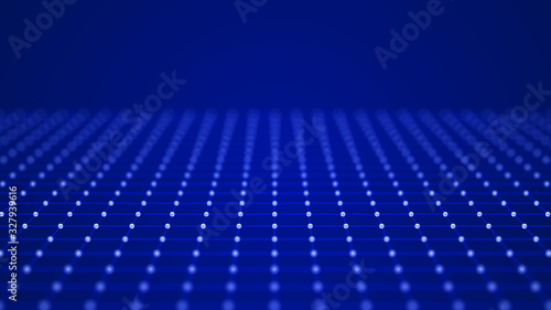 Abstract technology grid background. Network connection structure on blue background. 3D rendering.