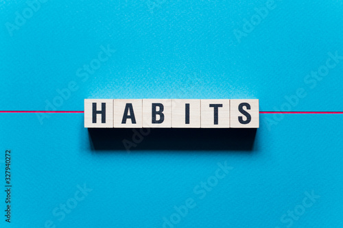 Habits word concept on cubes