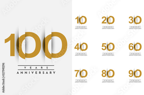 Set c10 t0 100 Years Anniversary Celebration Template Design