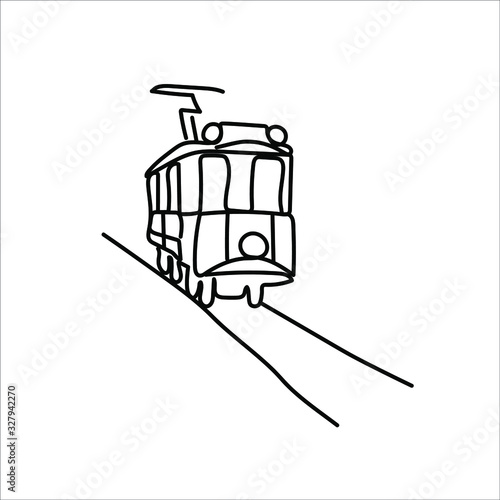 One line istanbul tram design - Hand drawn minimalism style vector illustration