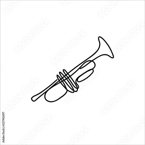 Photo One line trumpet design - Hand drawn minimalism style vector illustration