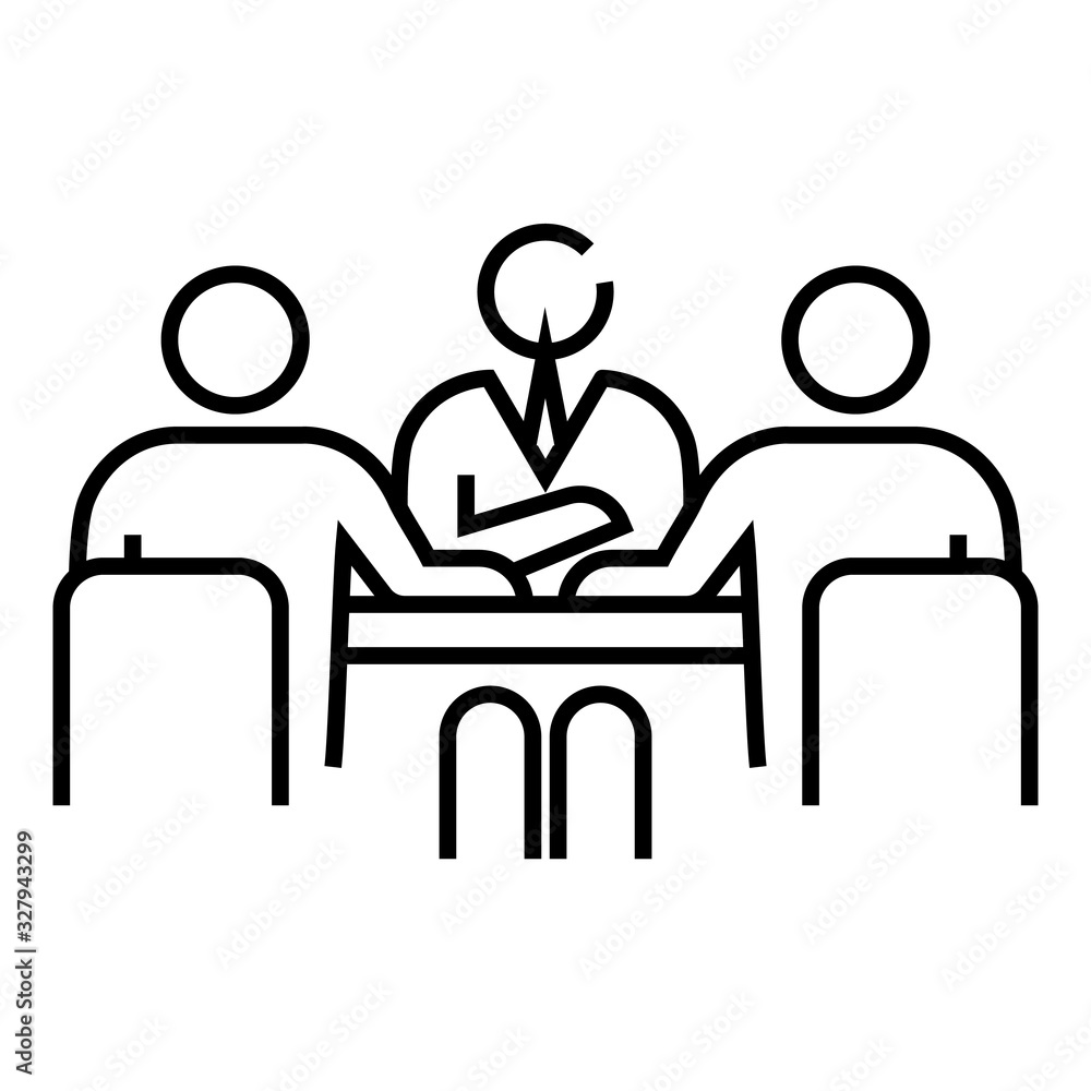 Team meeting line icon, concept sign, outline vector illustration, linear symbol. Team meeting line icon, concept sign, outline vector illustration, linear symbol.