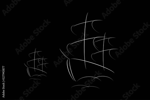 Obraz na płótnie Abstract Black and White Sailboat