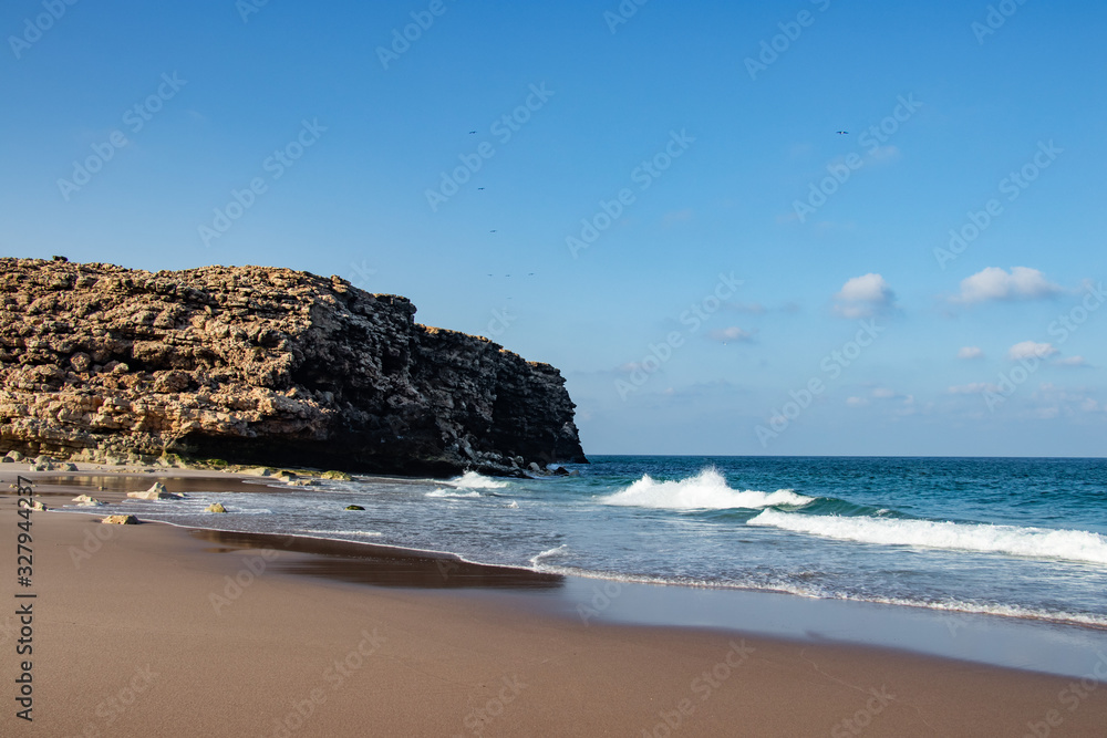 Beach Ras al jinz between rocks in Oman