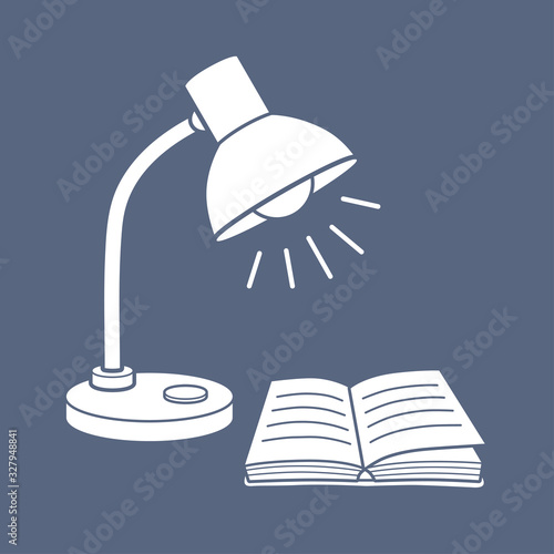 Desk lamp and an open book icon