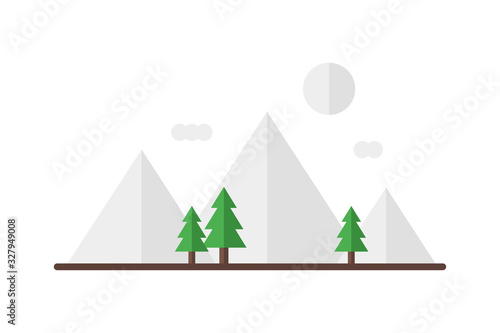 Landscape nature in flat design. Vector illustration. Abstract nature concept. Mountain forest landscape. © Hubba Bubba