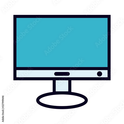 Computer display or lcd tv monitor in flat style. Flatscreen television symbol for perfect web and mobile designs.