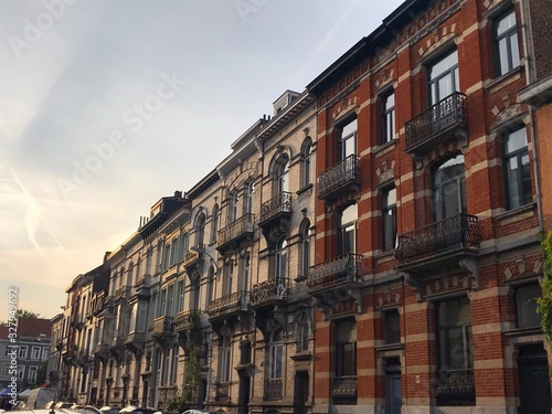 Old buildings with red bricks in Brussels