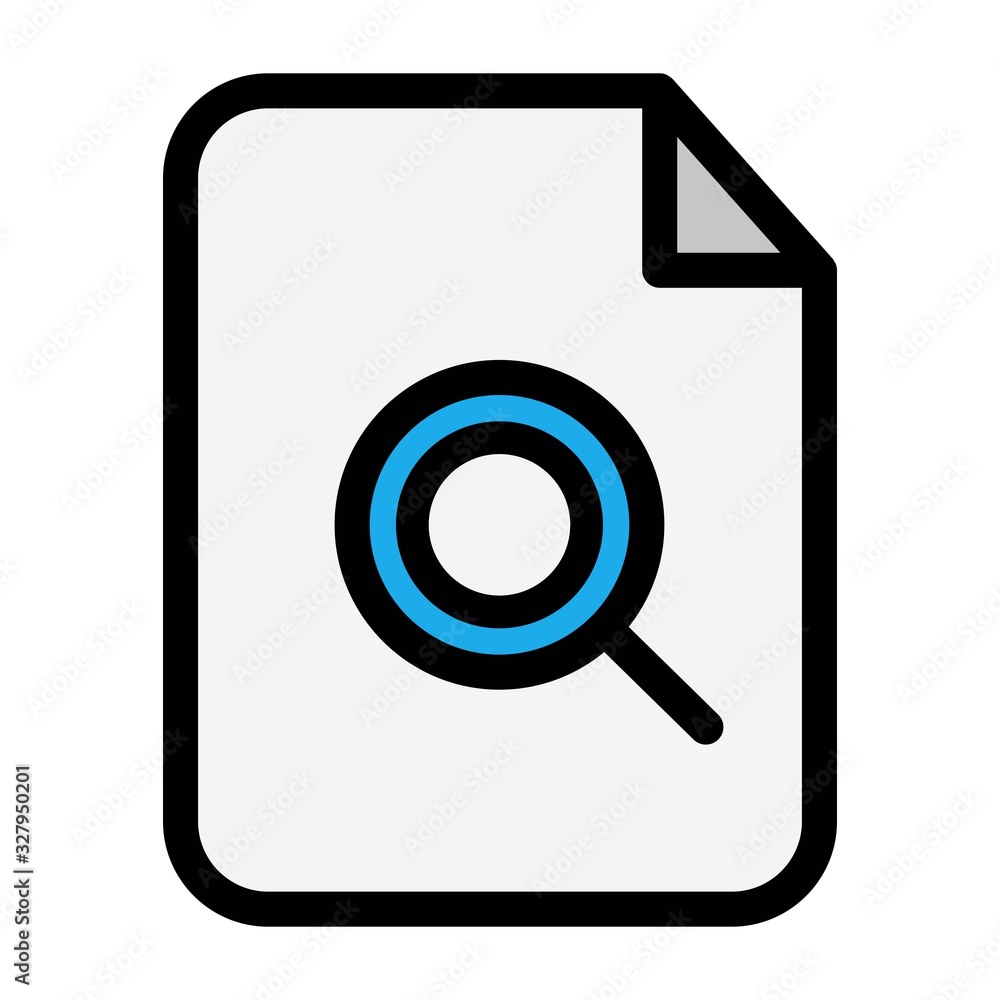 Document with search icon. Search for file symbol. Doc with magnifying glass illustration. Document with search icon. Search for file symbol. Doc with magnifying glass illustration.