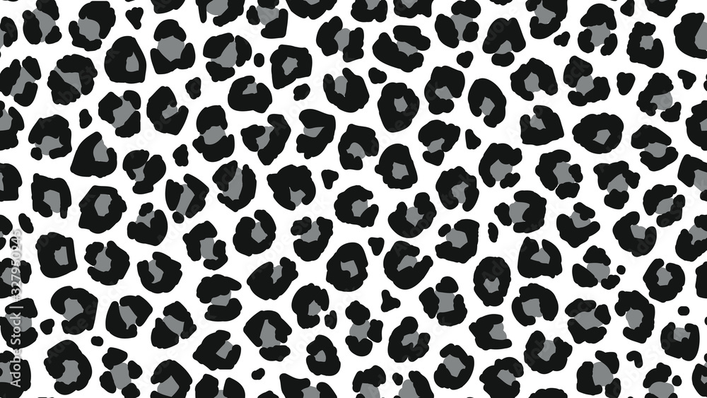 Seamless leopard fur pattern. Fashionable wild leopard print background. Modern panther animal fabric textile print design. Stylish vector black grey and white illustration Seamless leopard fur pattern. Fashionable wild leopard print background. Modern panther animal fabric textile print design. Stylish vector black grey and white illustration