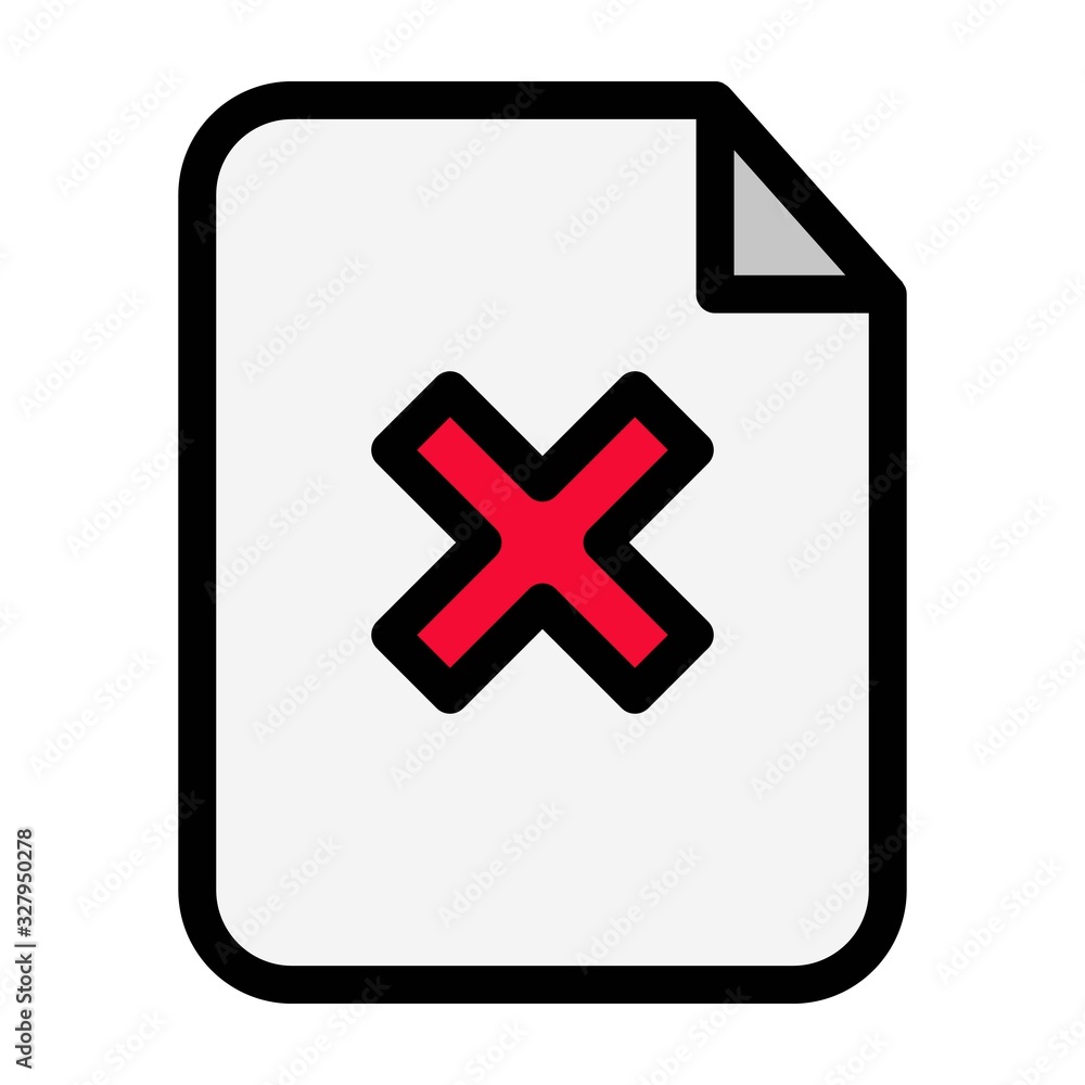 Close document icon. File with cancel symbol. Delete, remove doc page sign illustration for perfect mobile and web designs. Close document icon. File with cancel symbol. Delete, remove doc page sign illustration for perfect mobile and web designs.
