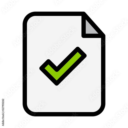 Document with checkmark sign illustration. Valid and approved document icon. Accepted file concept for perfect web and mobile designs.