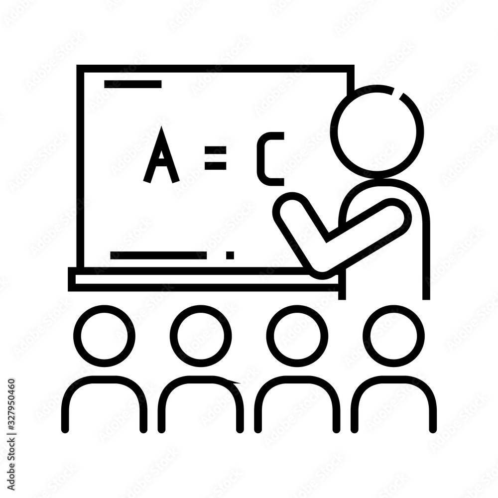 Teacher speech line icon, concept sign, outline vector illustration, linear symbol.