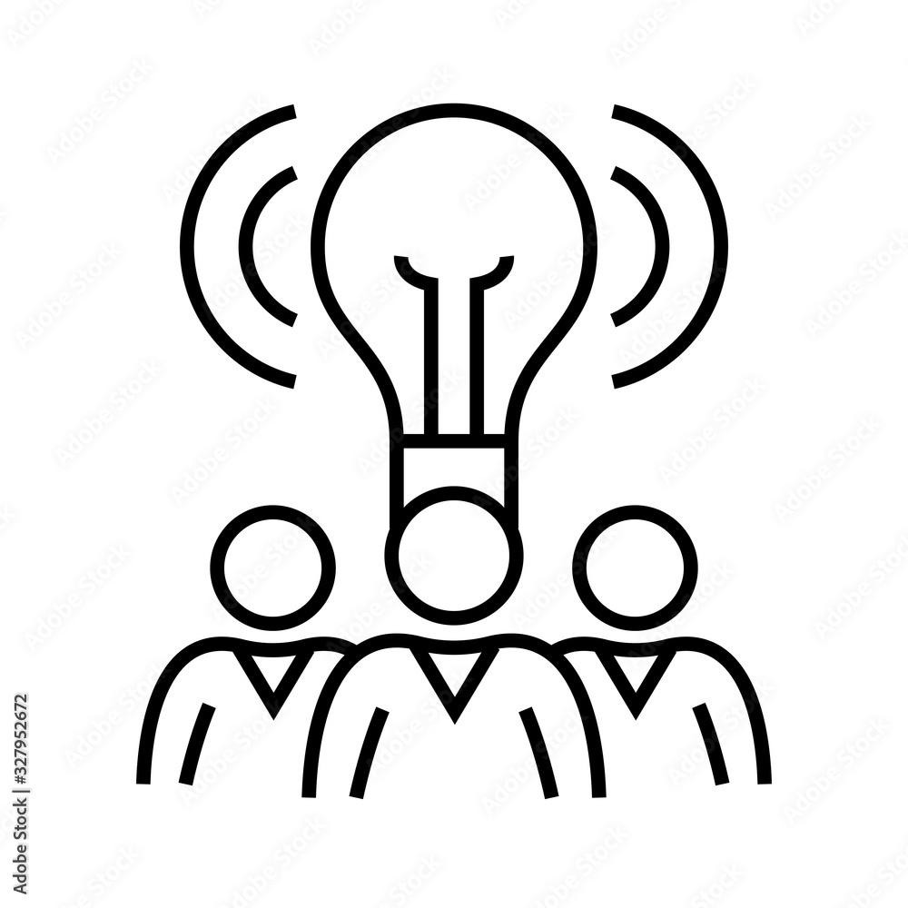 Team brainstorming line icon, concept sign, outline vector illustration, linear symbol. Team brainstorming line icon, concept sign, outline vector illustration, linear symbol.