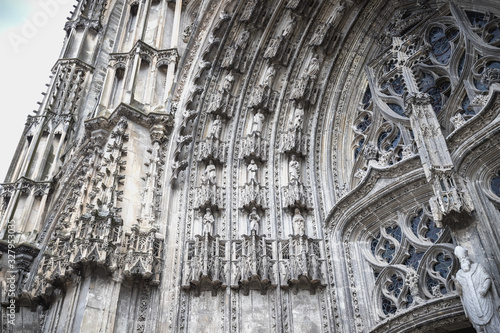 architectural detail of the Roman Catholic cathedral Saint Gatien in Tours, France photo