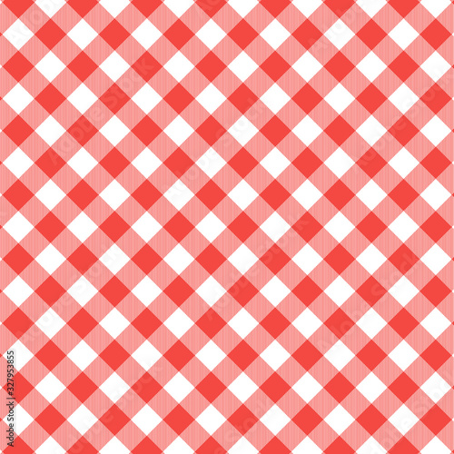 Red and white gingham cloth background with fabric texture, suitable for Mother's Day designs, plus seamless pattern included in swatch palette ( for high res JPEG or TIFF see image 101402638 )