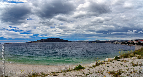 Beautiful landscape with crystal clear water of Adriatic from Ciovo island near Trogir city  Croatia