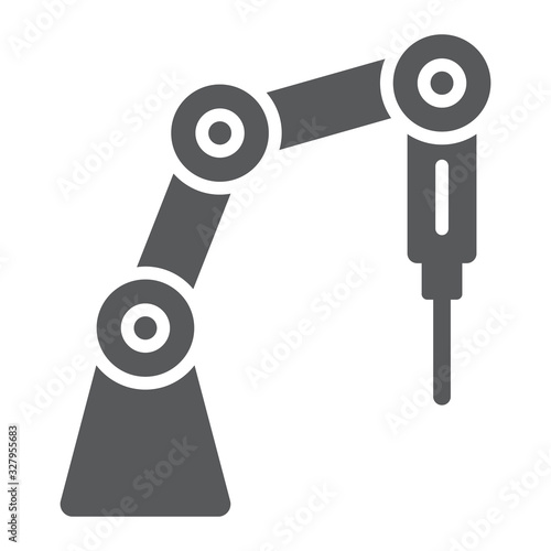 Medical robot glyph icon, technology and medicine, surgical robot sign, vector graphics, a solid pattern on a white background, eps 10.