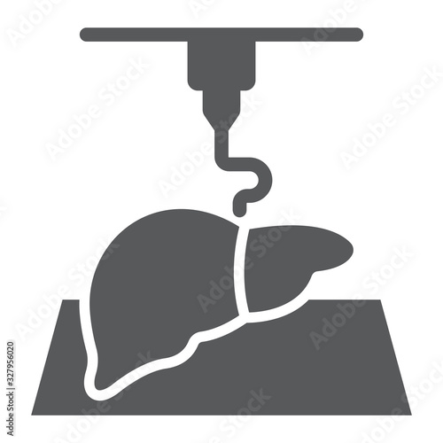 3D bioprinting glyph icon, technology and medicine, medical printer sign, vector graphics, a solid pattern on a white background, eps 10.