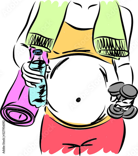pregnant woman fitness concept vector illustration