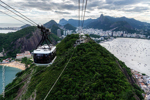 Views of Rio de Janeiro from the Sugarloaf cable railway at sunset, Brasil