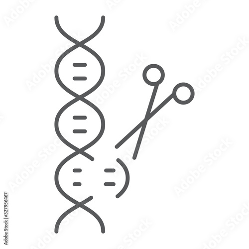 Genome editing thin line icon, technology and dna, dna editing sign, vector graphics, a linear pattern on a white background, eps 10.