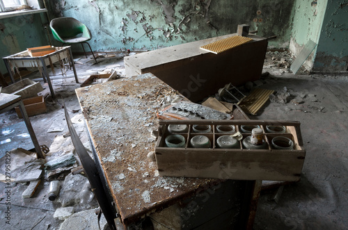 hospital in Pripyat city abandoned after the Chernobyl disaster