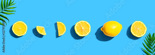 Fresh yellow lemons overhead view - flat lay © Tierney