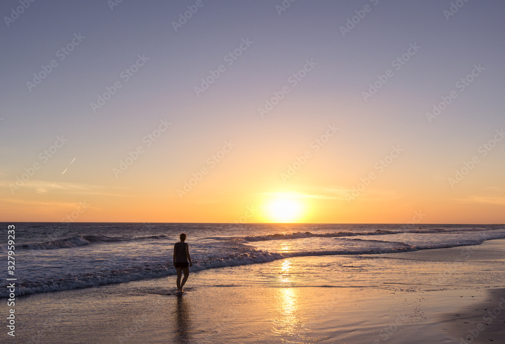 Sunset at Dunes of Maspalomas in Gran Canari (Canary Islands)