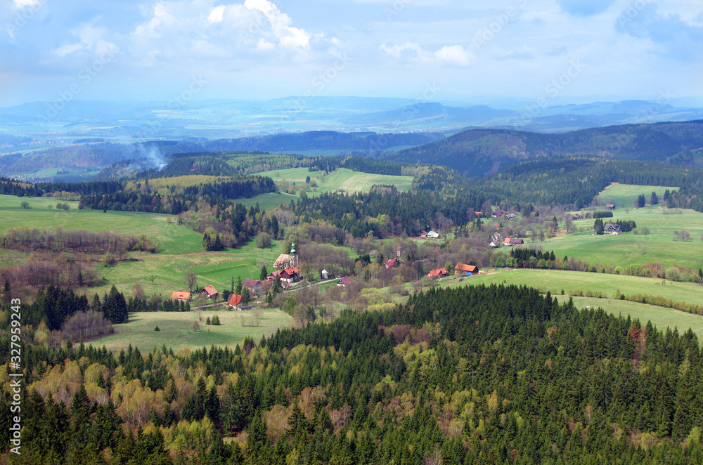 view from Szczeliniec Wielki in Gory Stolowe mountains, Poland